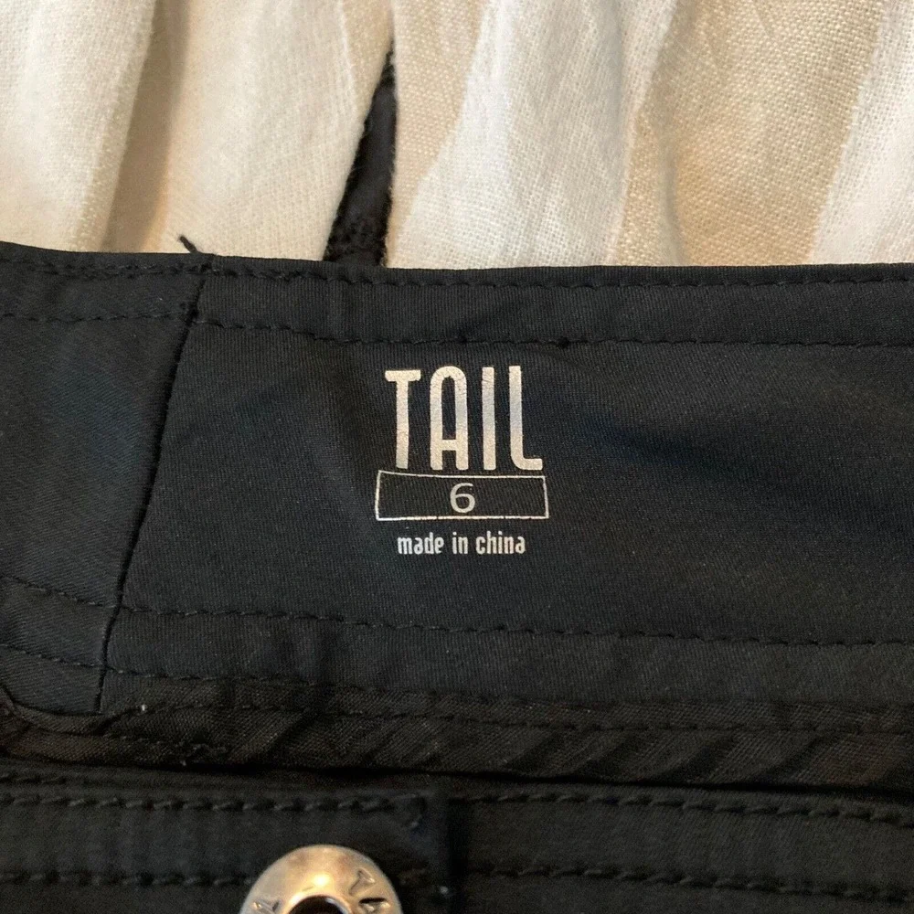 Tail Pants Womens Sz 6 Black Stretch Golf Crop Capri Pockets‎ Tennis